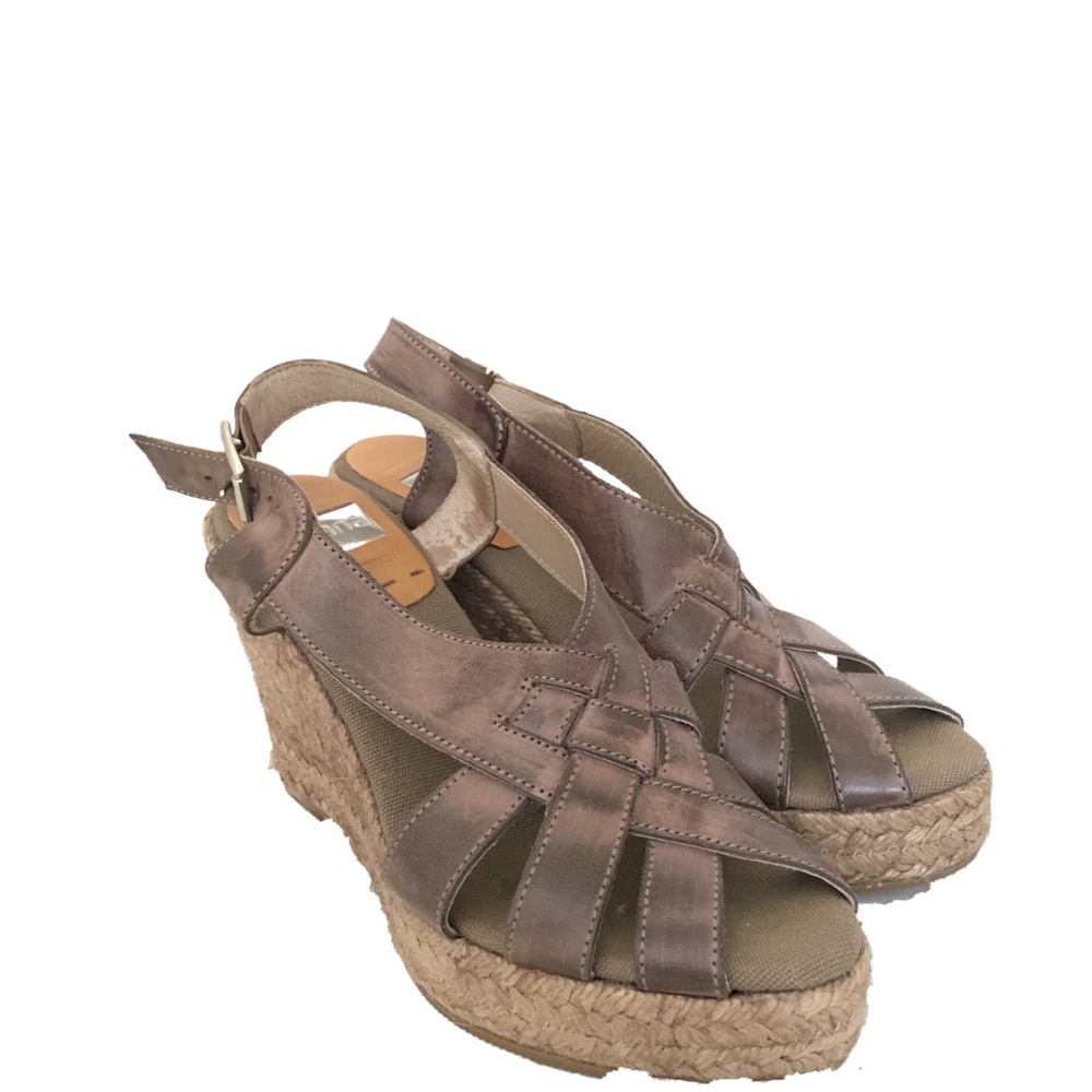 Kanna 4” braided grey brown wedge